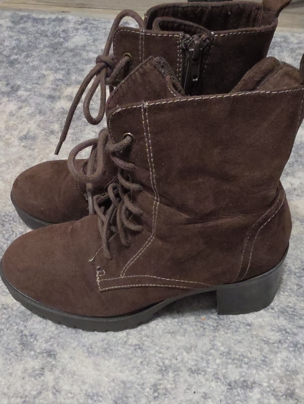 Sugar Brown Suede Lace-Up Ankle Boots